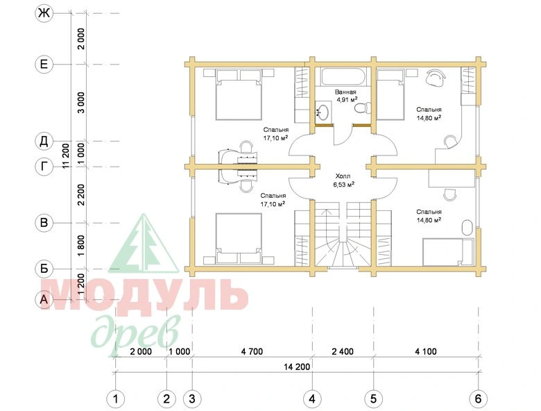 Планировка проекта «Климово» с размерами