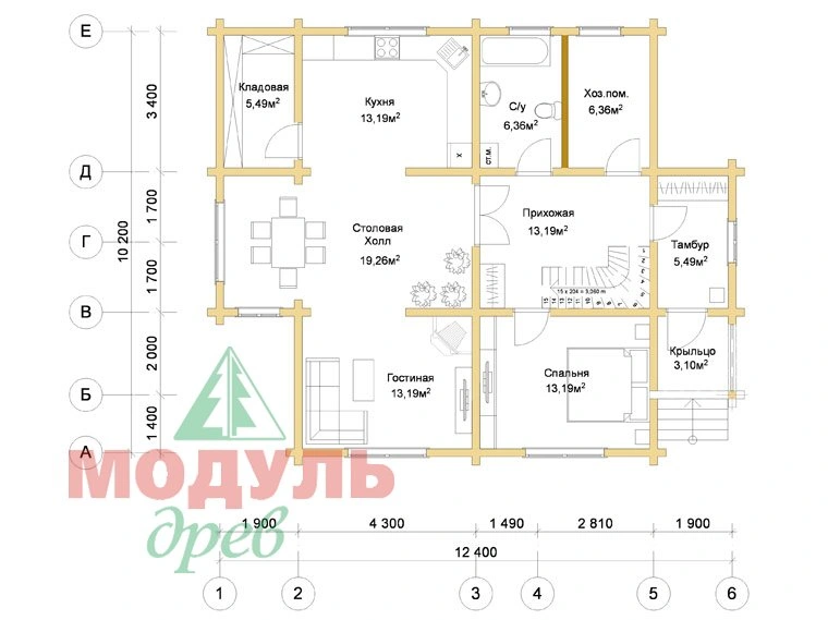 Планировка проекта «Курган» с размерами