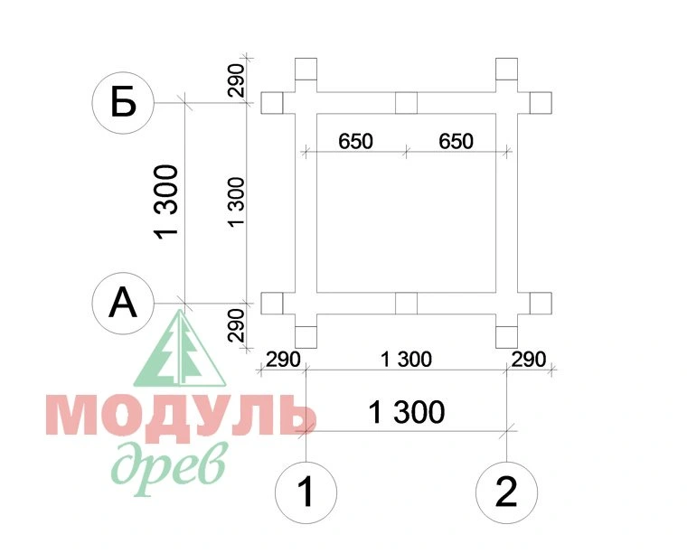 Проект деревянного колодца из бруса - планировка