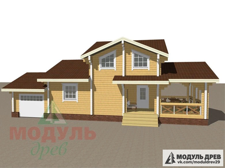 Проект бани из бруса «Мезень» с бассейном - макет 1