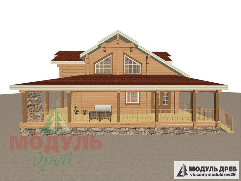 Деревянный дом из бруса «Отрадное» - макет 3
