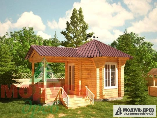 Закрытая беседка из бруса «Осень»