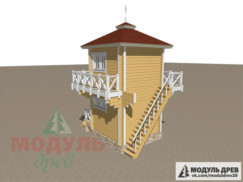 Проект двухэтажной бани из бруса «Ялта» - макет 3
