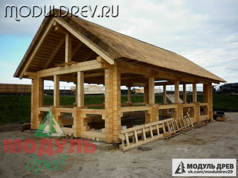Фото беседки из клееного бруса «Белая птица», Белгородская область