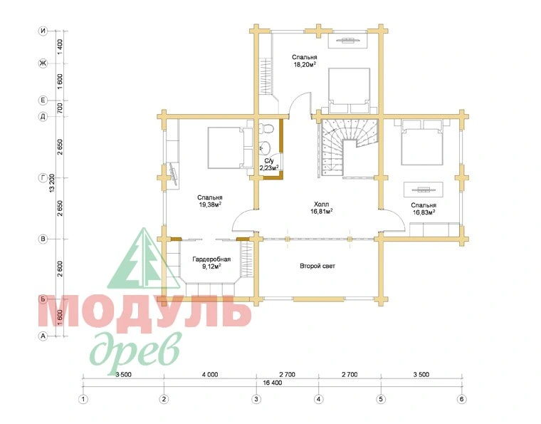 Деревянный дом из бруса «Отрадное» - планировка 2