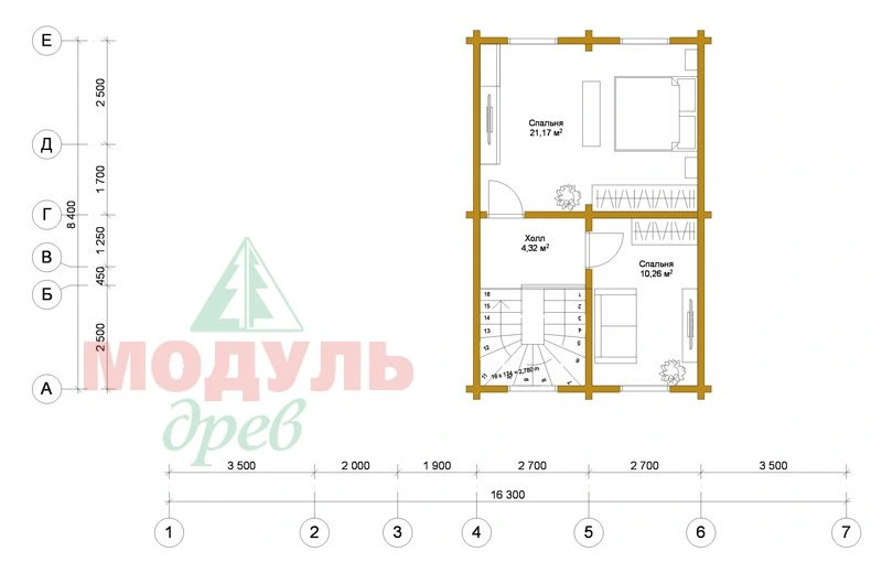 Проект бани из бруса «Мезень» с бассейном - планировка 2
