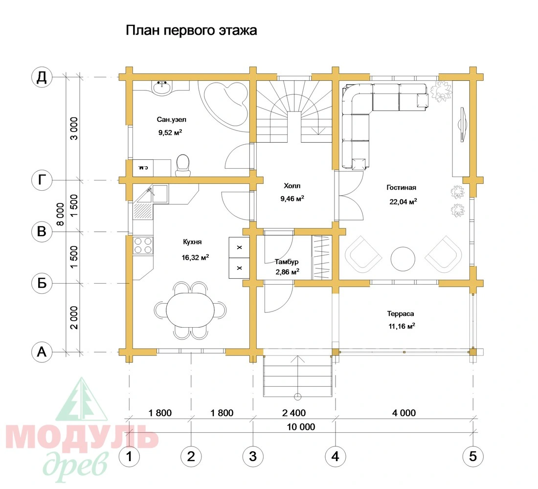 Планировка проекта «Мирабель» с размерами