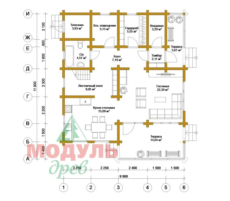 Планировка проекта «Муром» с размерами