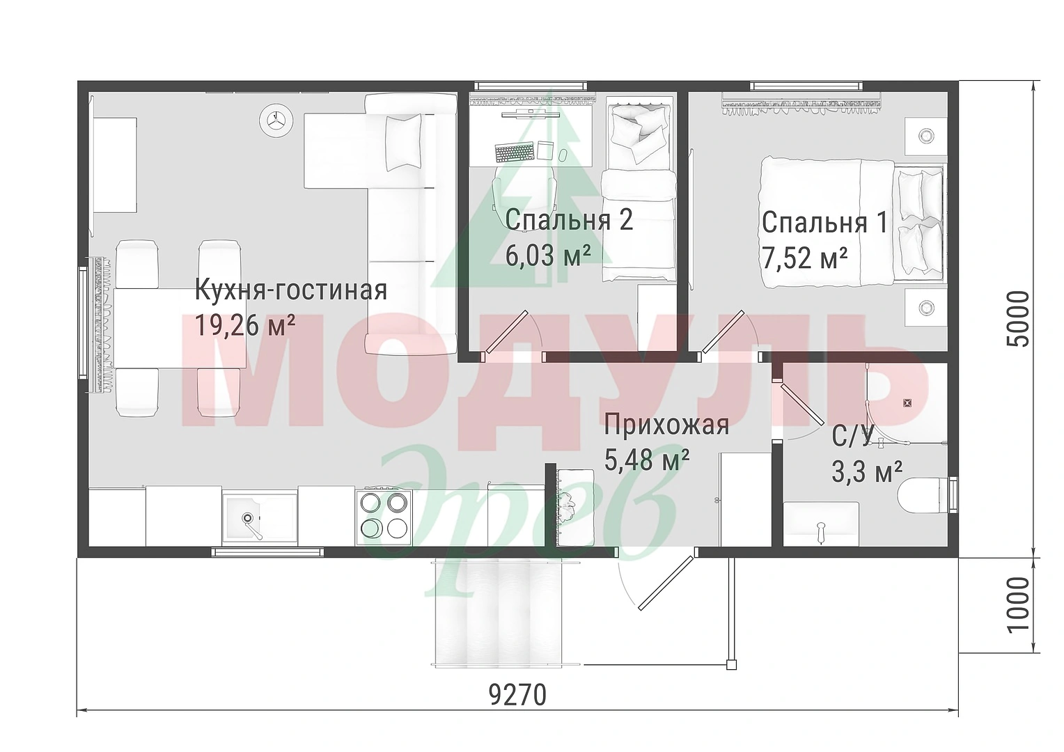 Планировка проекта «Скиф» с размерами