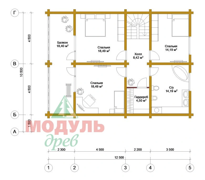 Планировка проекта «Вятка» с размерами